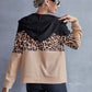 Drawstring Leopard Zip Up Hooded Jacket