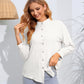 Malibu Dreams Mock Neck Buttoned Long Sleeve Shirt