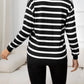 Beauteous Striped Dropped Shoulder V-Neck Knit Top