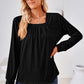 Square Neck Ruched Long Sleeve Blouse