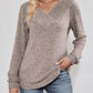 V-Neck Ribbed Long Sleeve Top