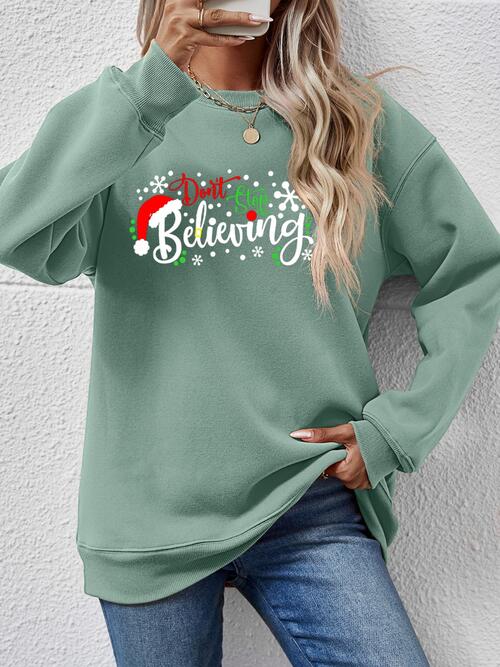 CHRISTMAS THEMED Letter Graphic Long Sleeve Sweatshirt