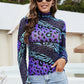 Printed Mock Neck Long Sleeve Blouse
