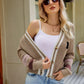 Contrast Button Up Dropped Shoulder Cardigan