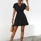 Ruffled Smocked V-Neck Tiered Dress