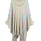 One Size Color Block Fringe Detail Poncho