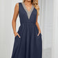 Pocketed V-Neck Wide Strap Dress