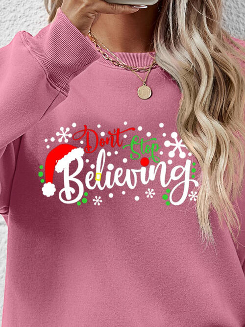 CHRISTMAS THEMED Letter Graphic Long Sleeve Sweatshirt