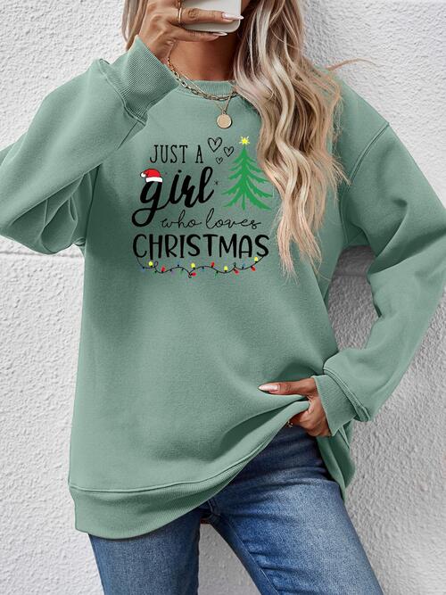 Christmas Themed Letter Graphic Round Neck Sweatshirt