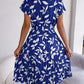 Aaliyah Isla Printed Round Neck Short Sleeve Pleated Dress