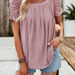 Eyelet Square Neck Puff Sleeve T-Shirt