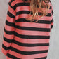Striped Round Neck Dropped Shoulder Sweater