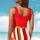 NY SUN Full Size Half Snap Square Neck Tankini Set