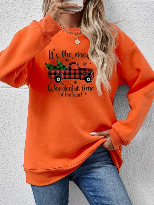 CHRISTMAS THEMED Graphic Round Neck Long Sleeve Sweatshirt