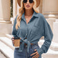Collared Neck Dropped Shoulder Shirt