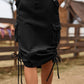Women's Full Size Drawstring Denim Cargo Skirt