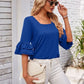 Ruffled Suqare Neck Half Sleeve Blouse