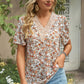 Floral V-Neck Short Sleeve T-Shirt