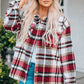 Plaid Button Front Shirt Jacket with Breast Pockets