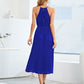 Pleated Spaghetti Strap Tie Waist Midi Dress