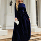 OhSoMaxi Tie Front Round Neck Long Sleeve Maxi Dress