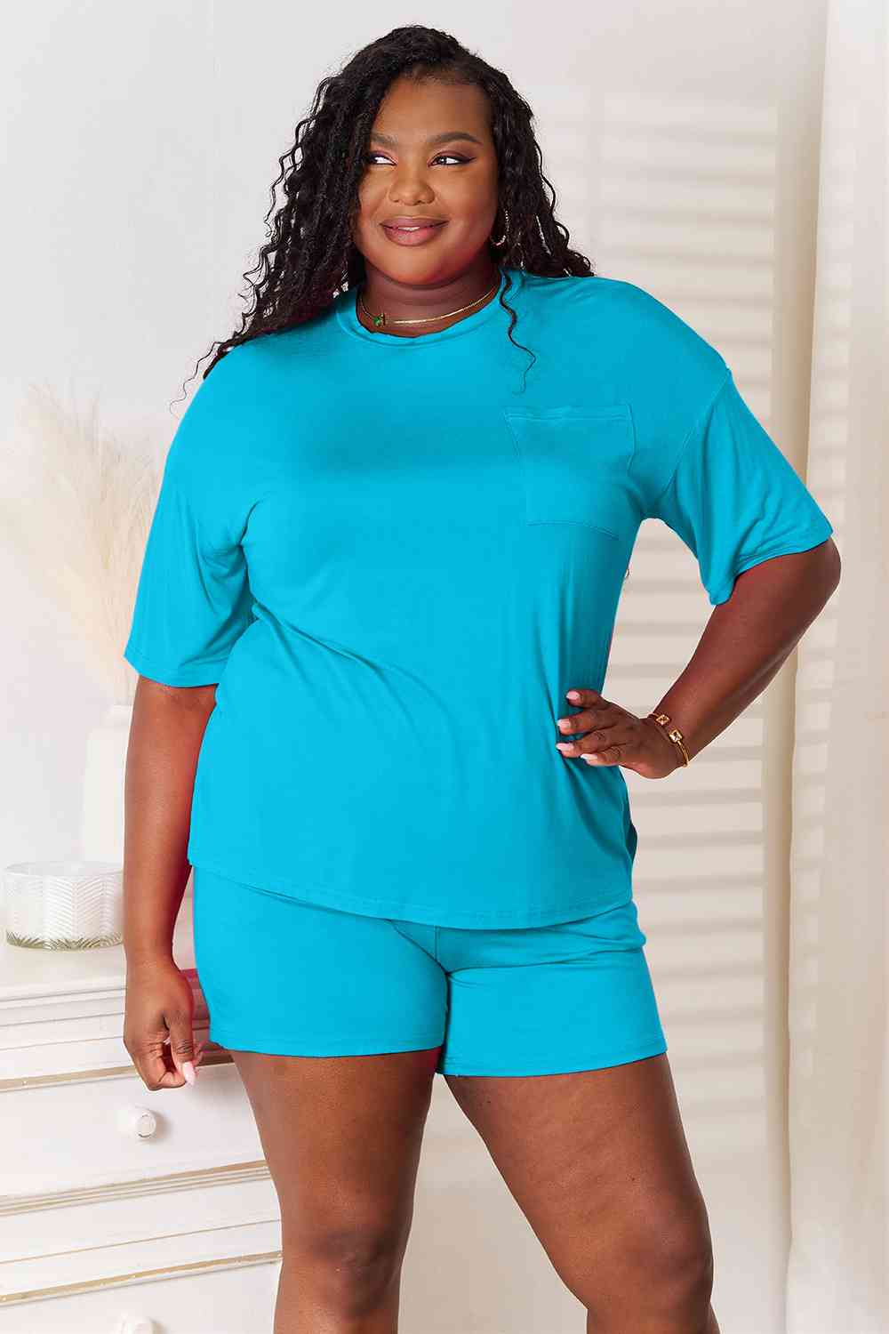 Basic Bae Full Size Soft Rayon Half Sleeve Top and Shorts Set *