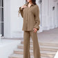 Drawstring Flounce Sleeve Shirt and Pants Set
