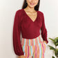 Culture Code Wine Full Size V-Neck Bodysuit