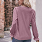 Pretty Purples Eyelet V-Neck Flounce Sleeve Blouse