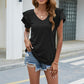 Full Size V-Neck Flutter Sleeve T-Shirt