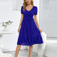 Smocked Tie Front Short Sleeve Tiered Dress