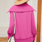 Half Zip Lantern Sleeve Sweatshirt
