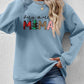 Christmas Themed VERY MERRY MAMA Letter Graphic Round Neck Long Sleeve Sweatshirt