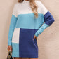 TrendSetEE Color Block Mock Neck Dropped Shoulder Sweater Dress