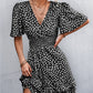 Women's Printed Smocked Waist Layered Surplice Dress