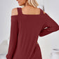 Cutout Square Neck Cold Shoulder T-Shirt
