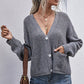 Women's Button-Down Drop Shoulder Rib-Knit Cardigan