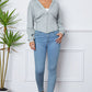 Heather Gray Ruched Half Zip Hooded Jacket