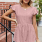 Tied Ruffled Round Neck Peplum T-Shirt