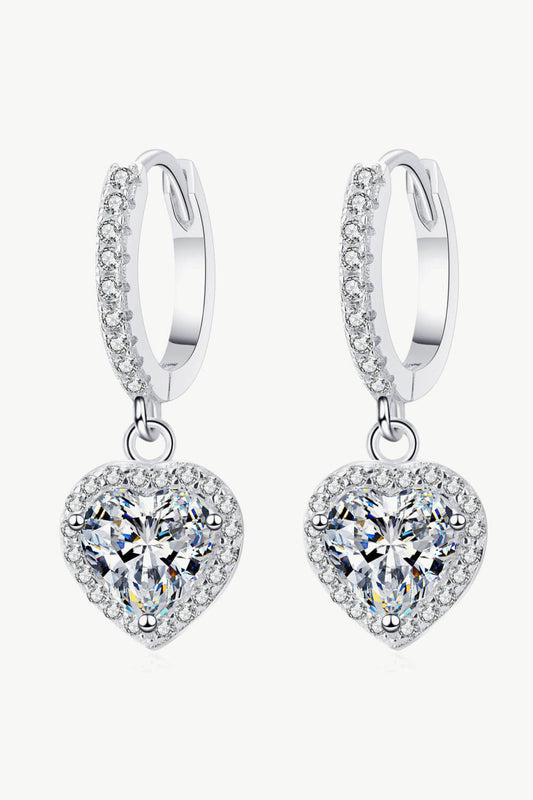 2 Carat Moissanite Women's Heart-Shaped Drop Earrings