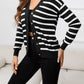 Beauteous Striped Dropped Shoulder V-Neck Knit Top