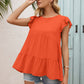 Women's Round Neck Flutter Sleeve Tiered Blouse