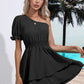 Layered Single Shoulder Flounce Sleeve Mini Dress