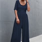 Women's Scoop Neck Half Sleeve Wide Leg Jumpsuit