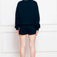 Comfy n' Cozy Round Neck Long Sleeve Sweatshirt and Drawstring Shorts Set