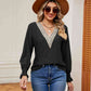 Contrast Flounce Sleeve Blouse