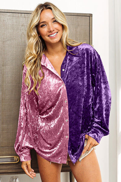 BiBi Contrast Button Up Long Sleeve Shirt - Brand BiBi *