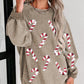 Christmas Themed Sequin Candy Cane Round Neck Sweatshirt