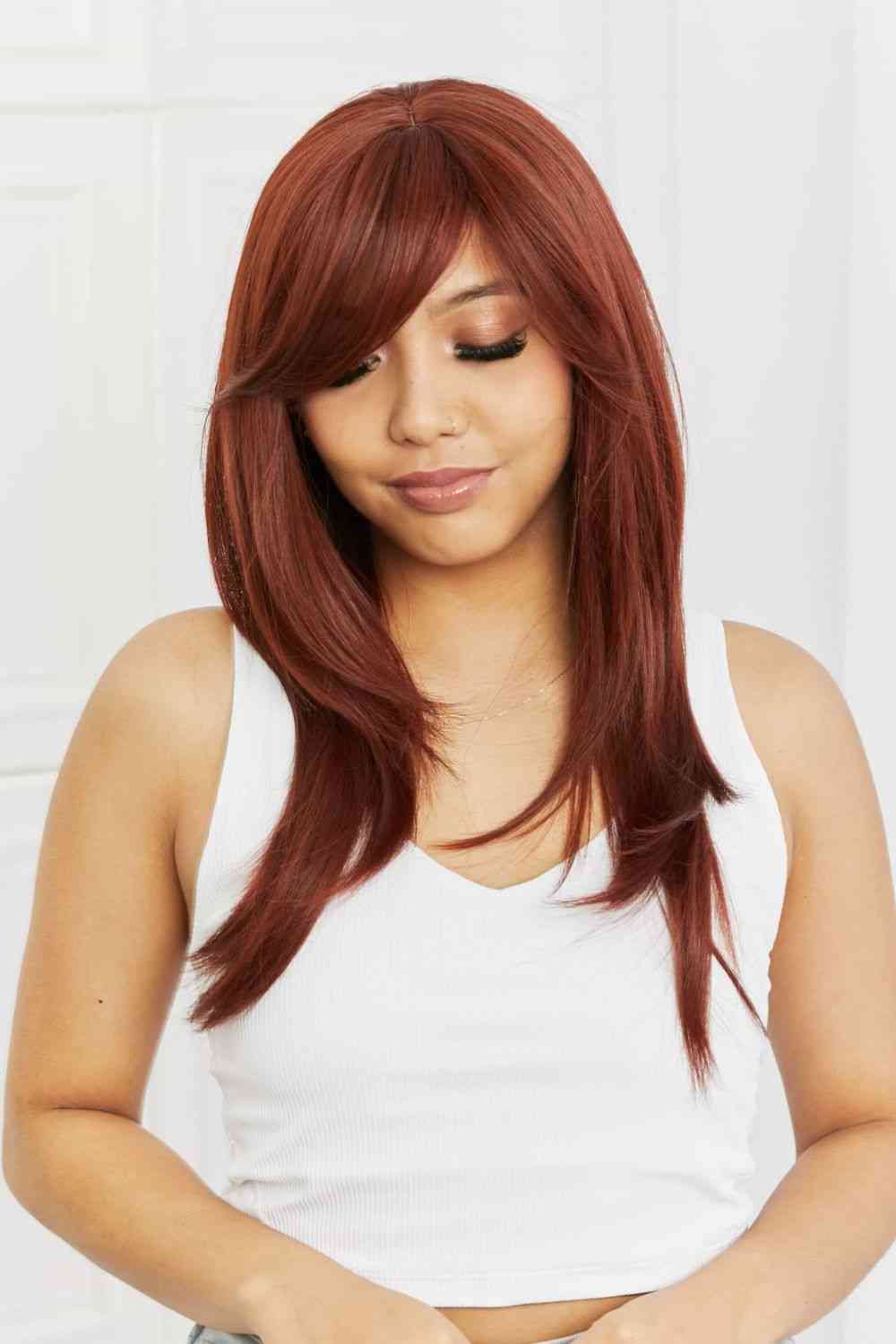 Red Mid-Length Wave Synthetic Wigs 20''