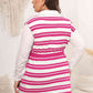 Plus Size Striped Colared Neck Tied Front Sweater Vest